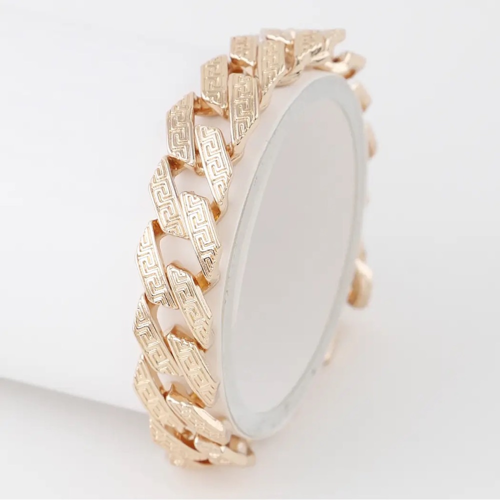 Aztec Pattern Curb Chain Bracelet